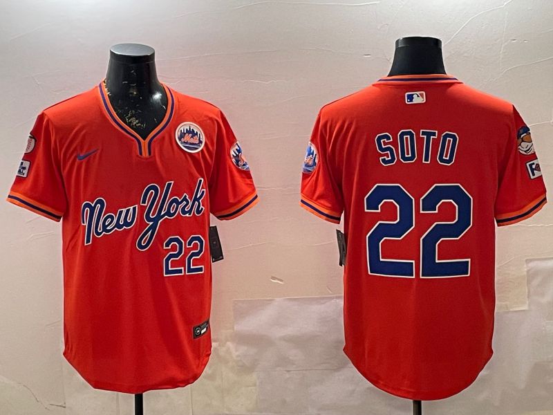 Men New York Mets #22 Soto Orange Throwback Game Nike 2025 MLB Jersey style 1->new york mets->MLB Jersey